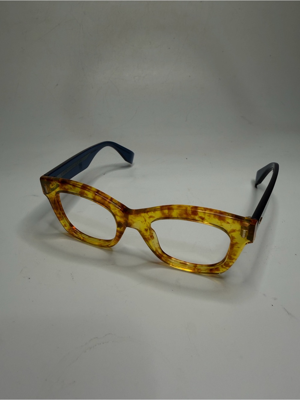 Fendi Tortoiseshell Yellow Frame Blue Temples Sunglasses
